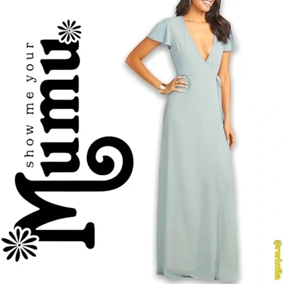 Show Me Your Mumu Baby Blue Wrap Dress - Picture 7 of 10